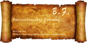 Bercsinszky Ferenc névjegykártya